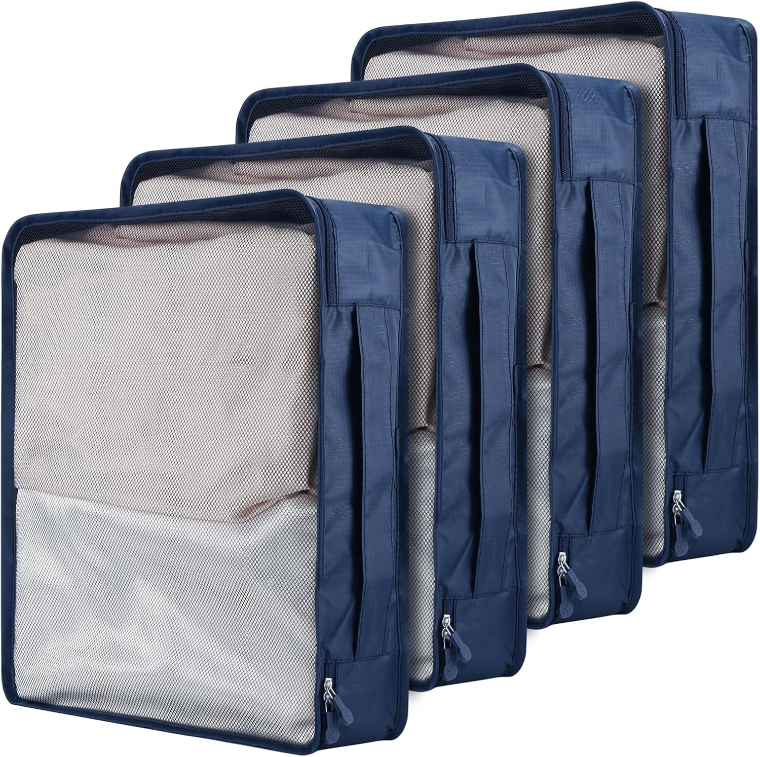 Hcskoss 4 PCS Large Packing Cubes,40X30X12Cm Same Size Suitcase Organiser Bags Compressible Expandable Packing Cubes for Suitcase,Luggage,Travel,Handy Helper,Organizing Clothes (Color Mixing)