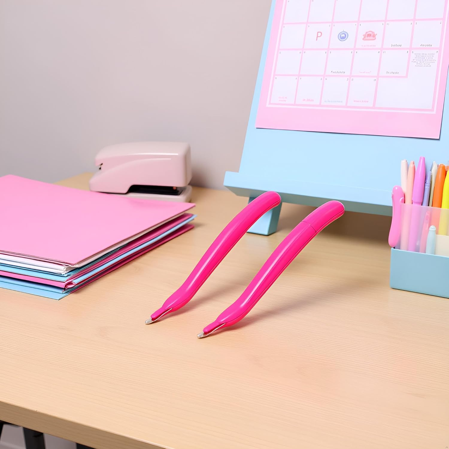 2Pcs Pink Portable Staple Remover,Staple Puller Tool Magnetic Head Staple Removal Tool Handheld Staple Puller,Pen Type Staple Remover Binding Supplies Office and School Products image number 3