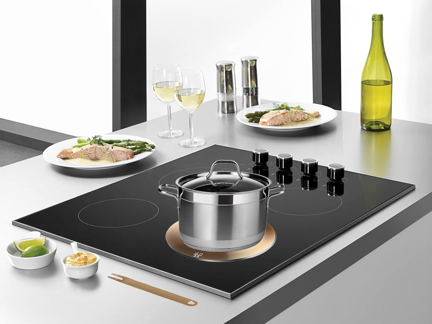 Heat Diffuser Plate, Grouarty Stainless Steel Cooking Induction Adapter Simmer Plate for Electric Gas Glass Cooktop Hob Ring, Induction Cooktop Converter Plate with Handle (7.9Inch) image number 4