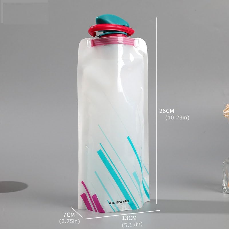 2 Pack 25Oz Collapsible Water Bottles, 2 Colors Reusable Leakproof Water Bags for Drinking, Foldable Flat Water Bottles with Clasp for Outdoor Sports Camping Traveling Biking image number 5