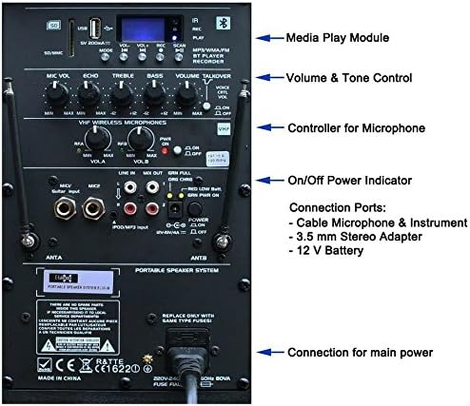 E-Lektron EL38-M Package 2 X 15 Inch 1800W Bluetooth 5.0 TWS Linkable Portable Speaker Set Laud Sound PA System with Stands image number 6