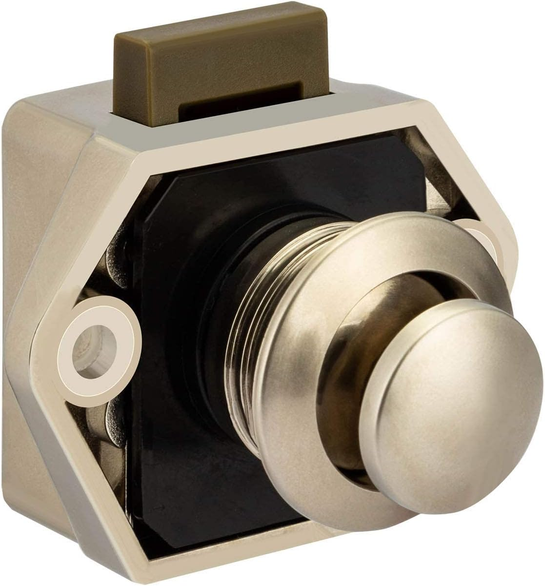 OCGIG 10Pcs RV Cabinet Mini Push Button Latch Locks Catch Door Knobs Gold for RV Caravan Cupboard Handle Nickel Plated - Gold image number 2