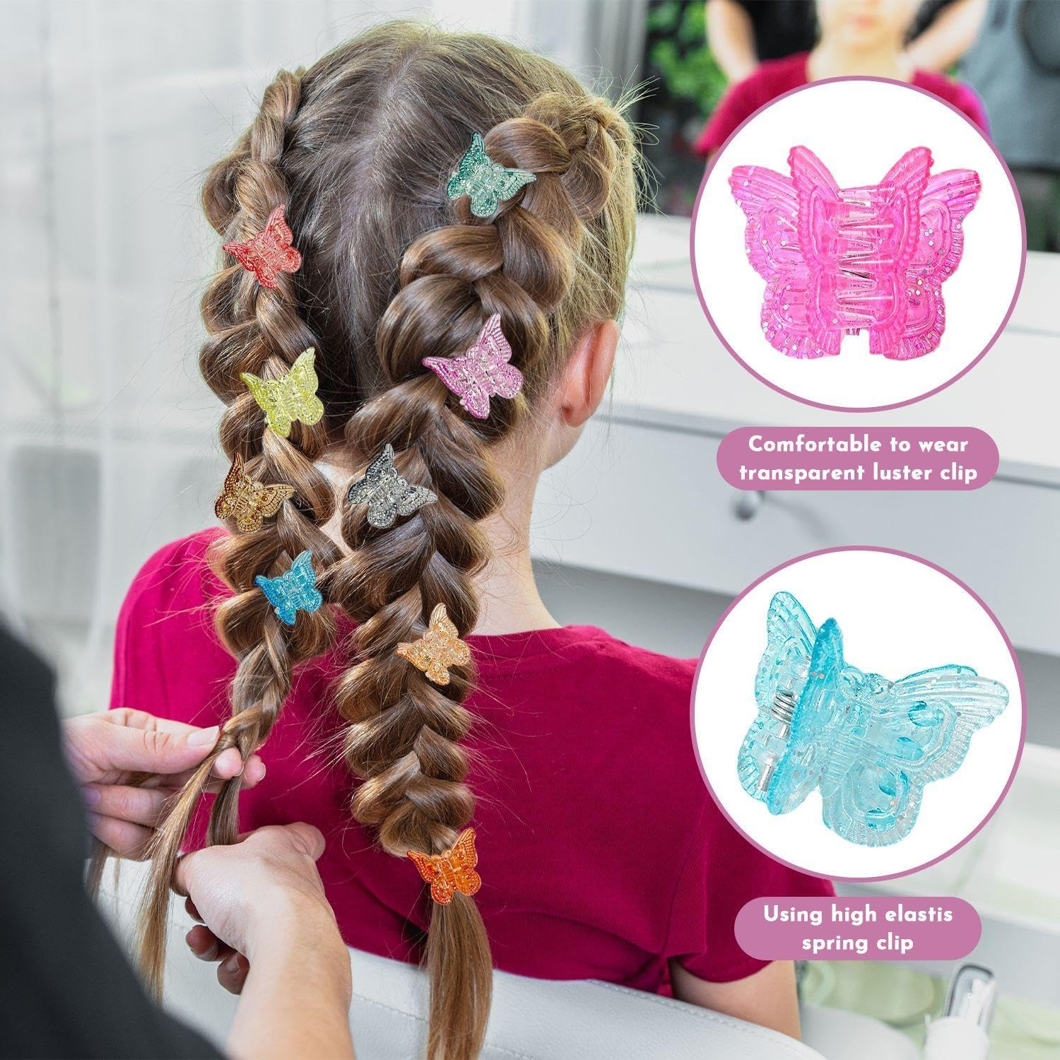 50 Pieces Colourful Butterfly Hair Pins, Mini Hairpins, Cute Hairpins, Girls Hair Pins Hair Styling Accessories image number 1