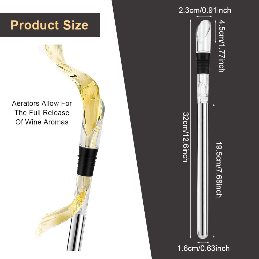 HOTUT Wine Chiller Sticks, Set of 2 Wine Chiller Sticks, Stainless Steel Cooling Rod with Spout, Wine Cooler Set, Wine Stick Cooler, Wine Bottle Cooler for Red and White Wine, Wine Accessories Gift image number 5