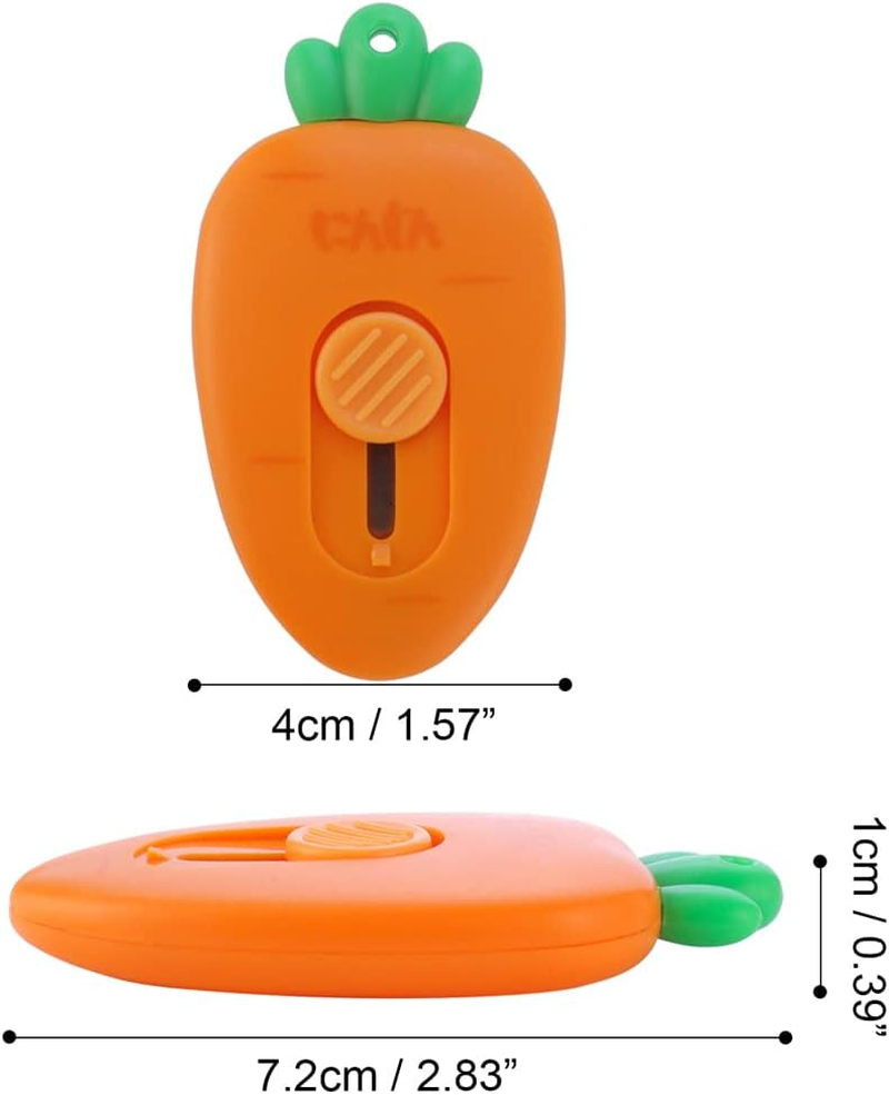Hengke 2 Pack Mini Creative Carrot an Strawberry Shaped Art & Craft Cutter Retractable Box Letter Opener Portable Utility Knives Office School Stationery for Cutting Envelope Paper Cardboard image number 4