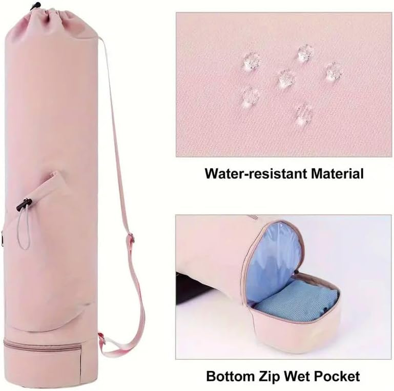 AIMALL Yoga Mat Portable Backpack, Multifunctional Travel Sports Fitness Bag, 75X19Cm (29.5X7.5 Inches), Beige, Pink, or Black