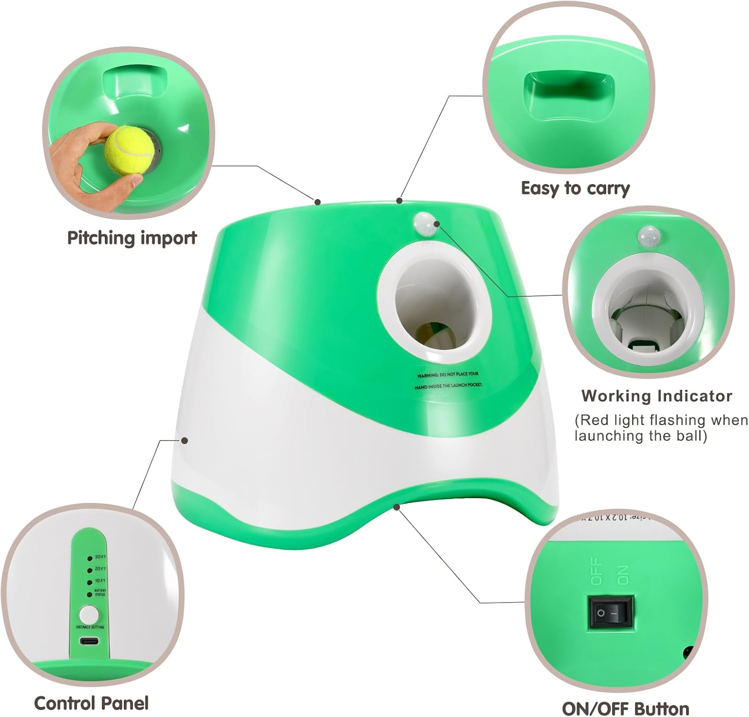 Dog Ball Launcher with 12 Tennis Balls, Automatic Dog Ball Thrower for Indoor Outdoor, 3 Adjustable Distance 10-30 FT, Interactive Dog Toy Ball Fetch Machine for Small & Medium Dogs image number 6