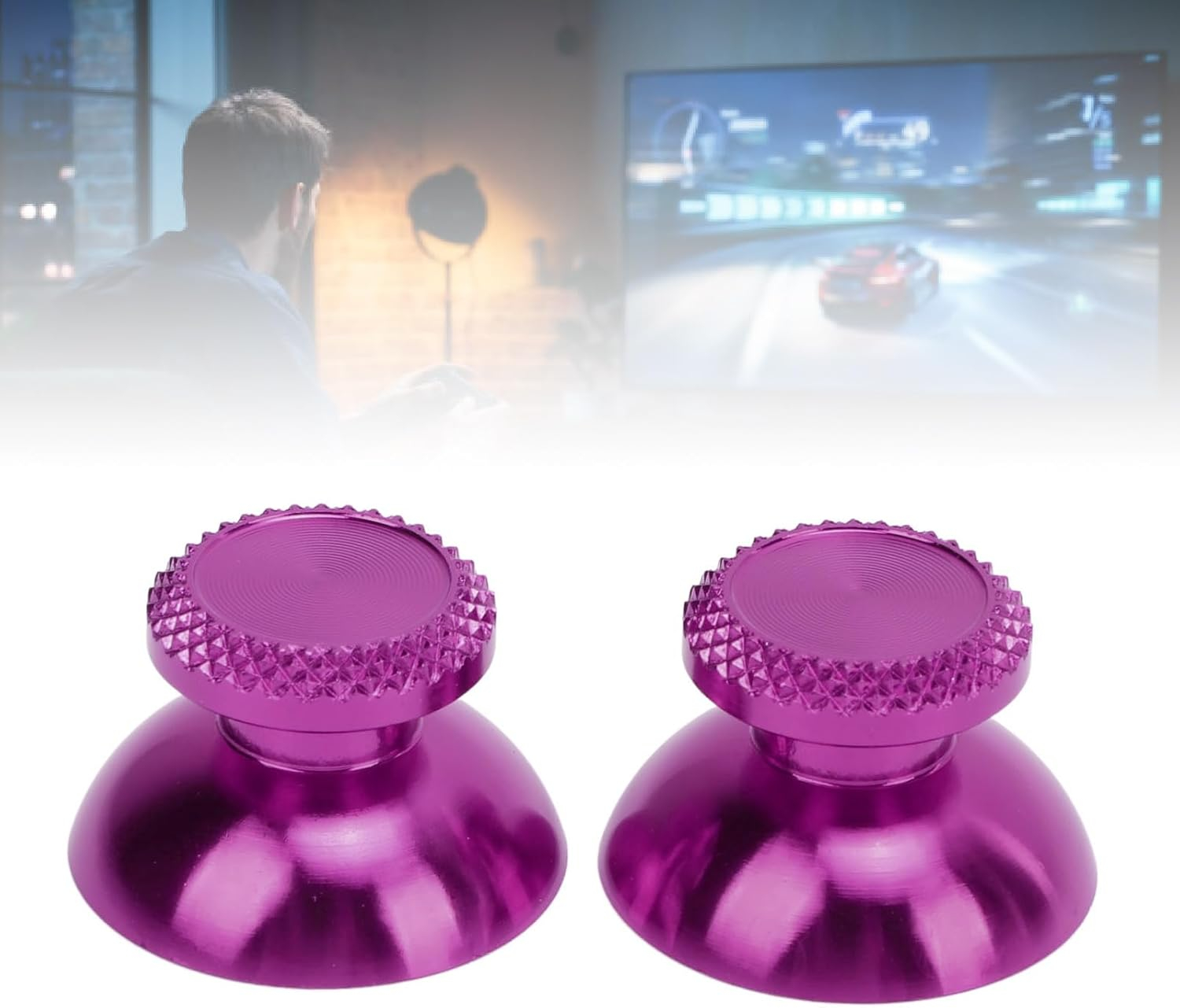 Thumbsticks for PS5 Controller, 2Pcs Metal Thumb Grip Replacement for Handheld Game Console, Aluminum Alloy Analog Thumb Sticks Accessories (Purple) - Purple image number 5
