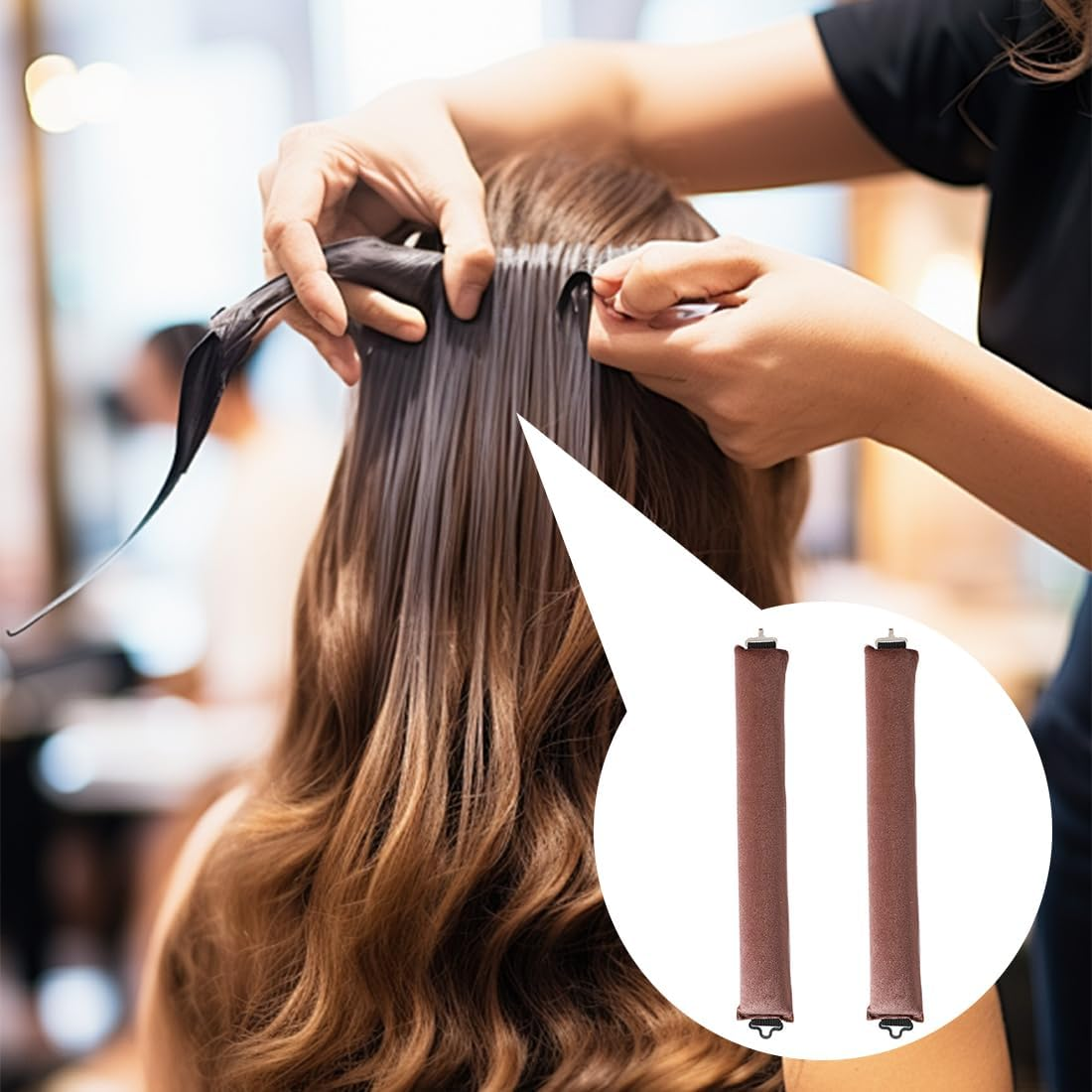 EYVRPAU 3 Pcs Curls Overnight Blowout Heatless Curls Soft Curls Curling Hair Curler Curling Rods Blow No Heat for All Hair Types (Brown) image number 2