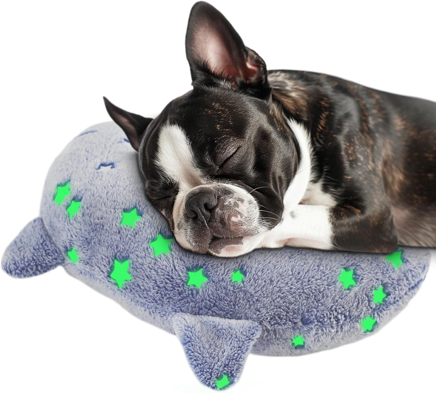 POMESEA Dog Calming Pillow Glow in the Dark, Soft U-Shaped Pet Pillows for Dogs & Cats, Machine Washable, Dog Neck Pillow, Joint Relief, Better Sleep (Large, Pink)