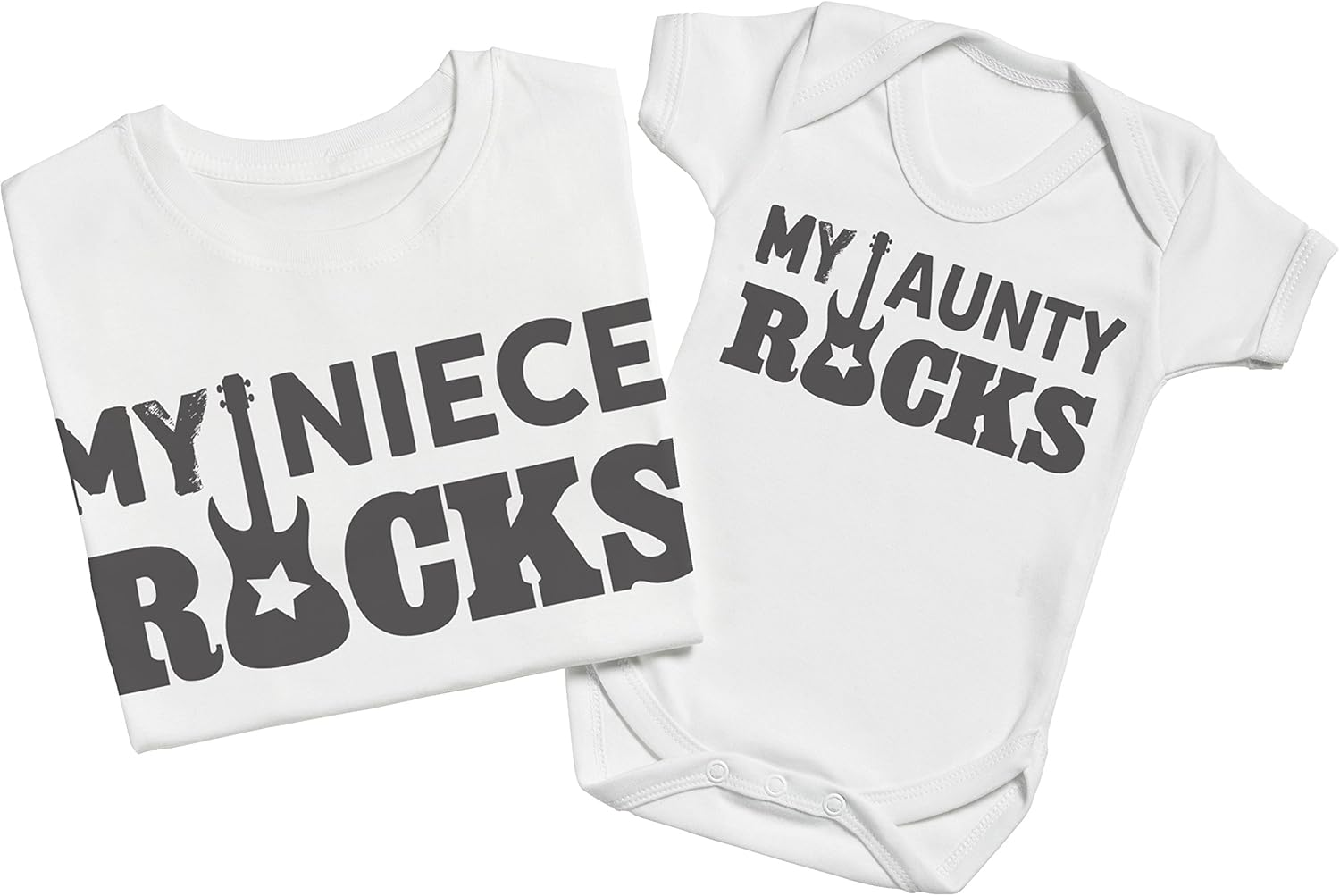 Zarlivia Clothing My Niece Rocks! - Matching Aunty Niece Gift Set - Womens T Shirt & Baby Bodysuit - White - Xx-Large & Newborn image number 1