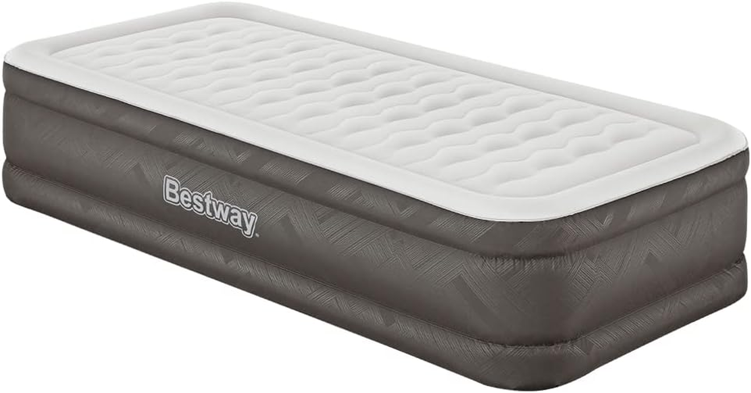 Bestway Single Air Mattress with AC Pump, Camping Inflatable Bed Beds Blow up Sleeping Airbed Indoor Outdoor Hiking Travel Holiday Car Airbeds, Carry Bag Pillow Flocked Surface Black image number 4