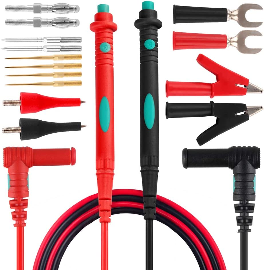 Electronic Test Leads Kit, Digital Multimeter Leads with Alligator Clips Replaceable Multimeter Probes Tips Set of 16 image number 1