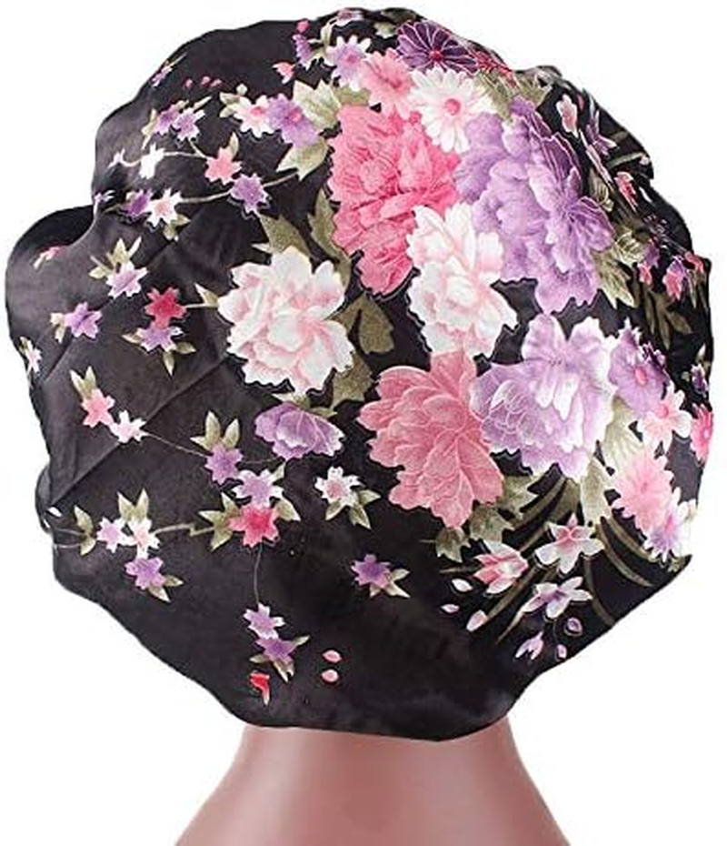 DEPHNARSA 6 Pieces Large Satin Bonnet Sleep Caps Soft Elastic Wide Band Satin Sleeping Cap & Hat Head Cover for Women Hair Loss, Natural Curly Hair Braids