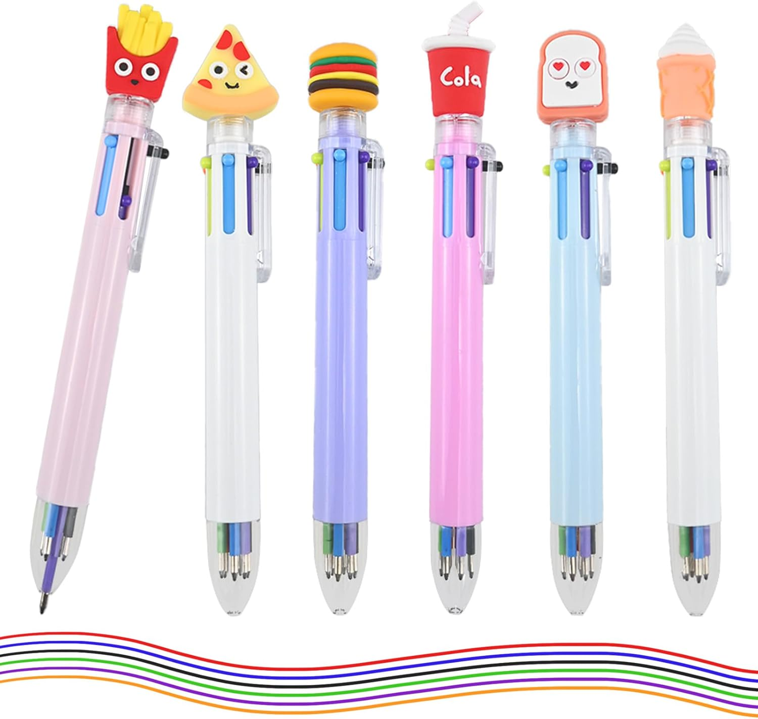 6 PCS Multicolor Ballpoint Pens, 6-In-1 Retractable Gel Ink Pen, Cute Pens Multicolored for Kids Adult Students Writing Journaling, Colored Pens Fine Point for Nurse Planner Gifts Party Favor Gifts image number 5