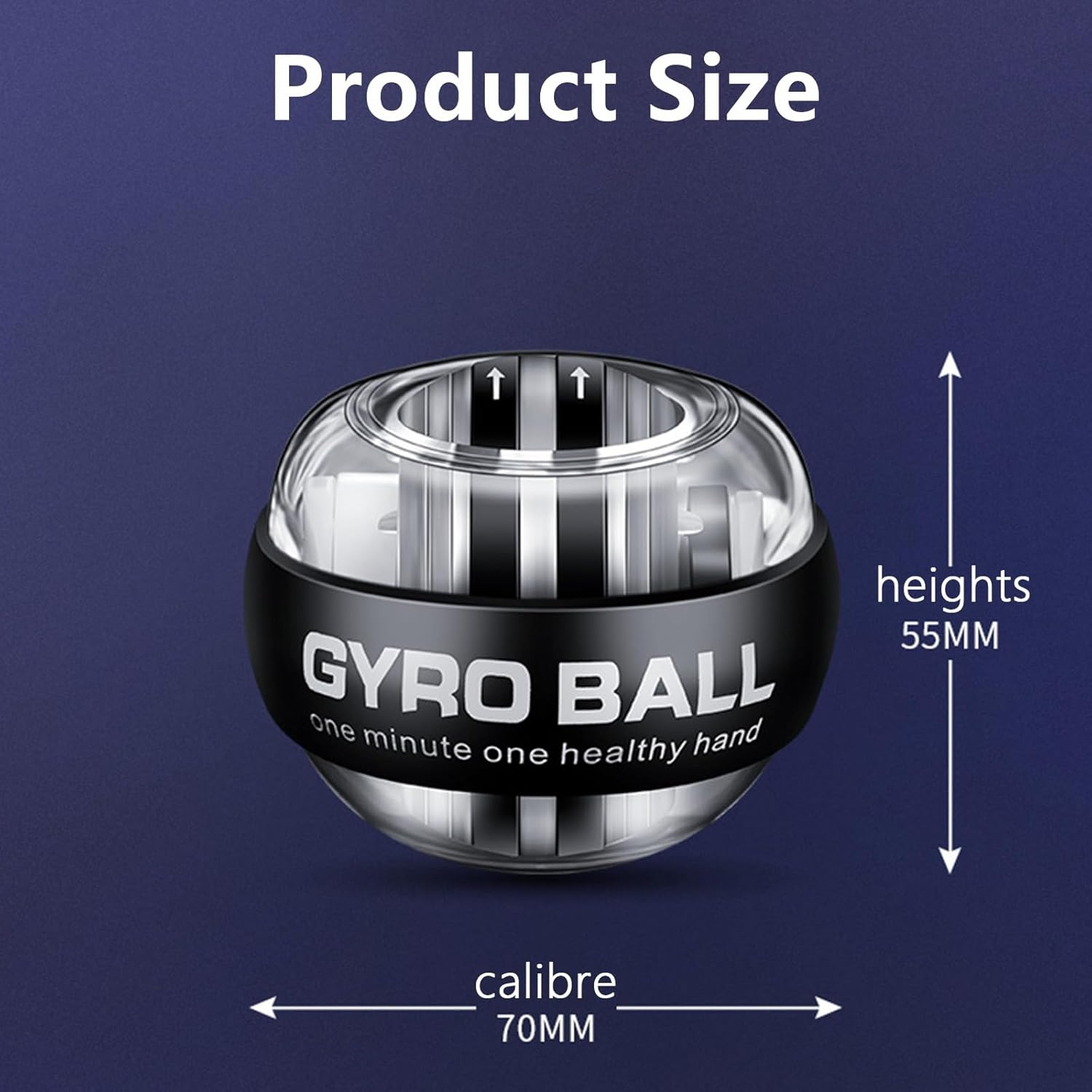 Gyro Ball Wrist Exerciser, Auto-Start Wrist Power Gyro Ball with LED Lighting, for Arms, Fingers and Muscles Training - Red image number 6