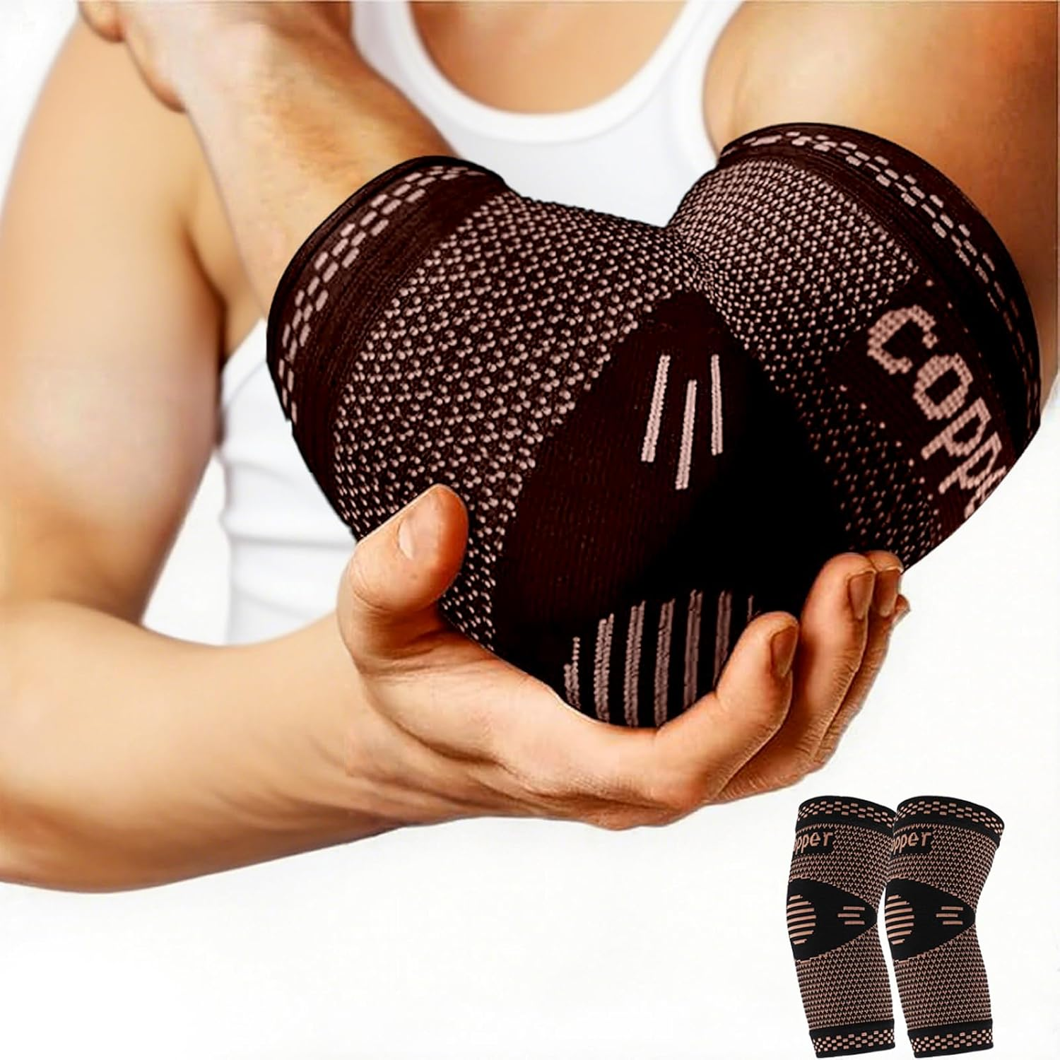 Elbow Brace Compression Support (1Pcs) - Tennis Elbow Brace & Golfers Elbow Support Sleeve, Compression Elbow Sleeve for Tendonitis/Arthritis/Weightlifting Pain Relief (L) image number 4