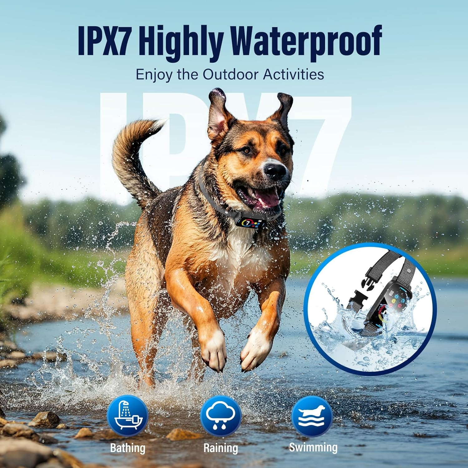 SLAYKAM Bark Collar for Large Medium Small for Dogs Smart Automatic Ultrasonic - Rechargeable anti Barking Training Collar with Waterproof Vibration and Beep 7 Sensitivity image number 1