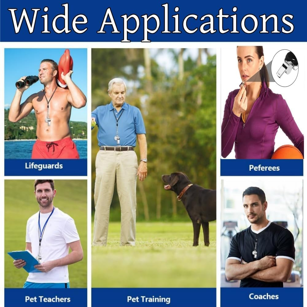 HIDOSNG 10 Pcs Stainless Steel Sports Whistles,Coach Whistles Metal Whistle with Lanyard,For Whistle Sport,For Referees, Coaches, Polices, Training, Outdoor Sports and Emergency image number 2