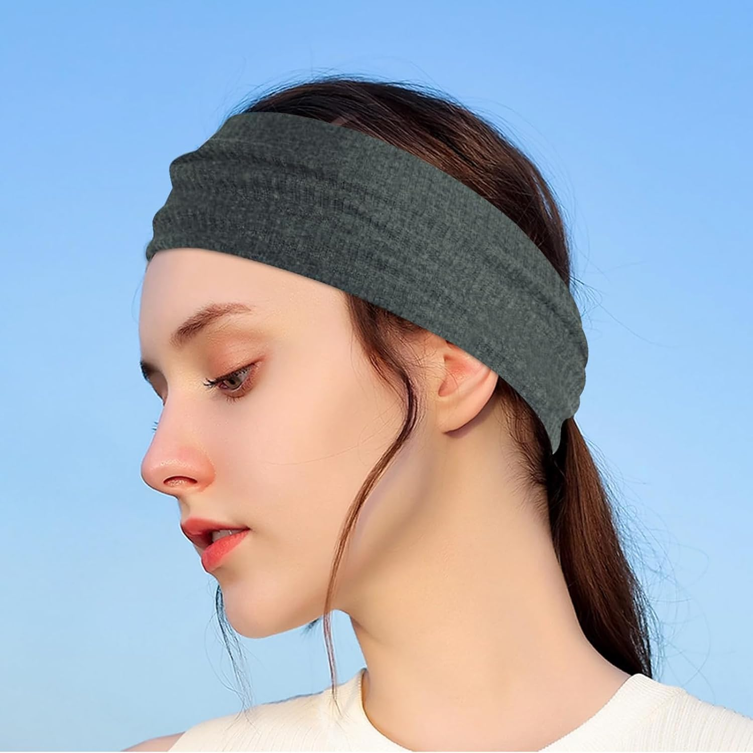Pack of 6 Women'S Headbands, Elastic Wide Hair Bands, Headband, Sports, Sweat Hair Bands, Non-Slip, Fashionable, Wide Elastic, Soft Hair Band image number 6