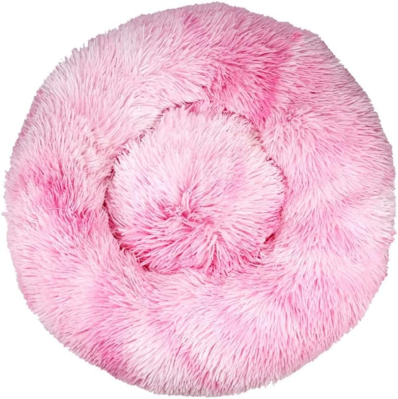 Baronhong Calming Dog Bed & Cat Bed,Anti-Anxiety Donut Dog Cuddler Bed,Warming Cozy Soft Dog round Bed,Fluffy Faux Fur Plush Dog Cat Cushion Bed for Small Medium Large Dogs and Cats(Blue,20")