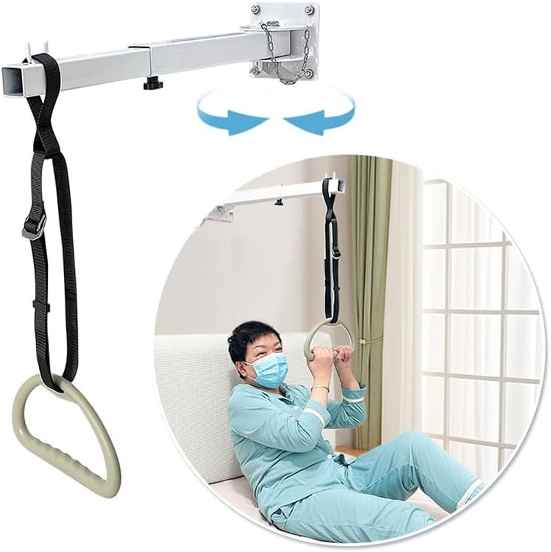 NEPPT Bed Trapeze for Elderly Bed Pull up Assist Handicap Bed Rails Medical Trapeze Bars for Get Out of Bed Hospital Overhead Trapeze Stand Bar for Bed Mobility Transfer Bar Bed Helper Handle (White) image number 1