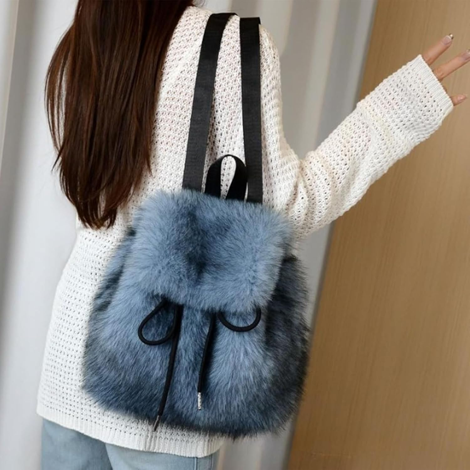 Generisch Backpack, Backpack with Look and Drawstring - Faux Backpack with Adjustable Shoulder Strap - for Girls Winter Outdoor School Travel Hiking Christmas image number 2