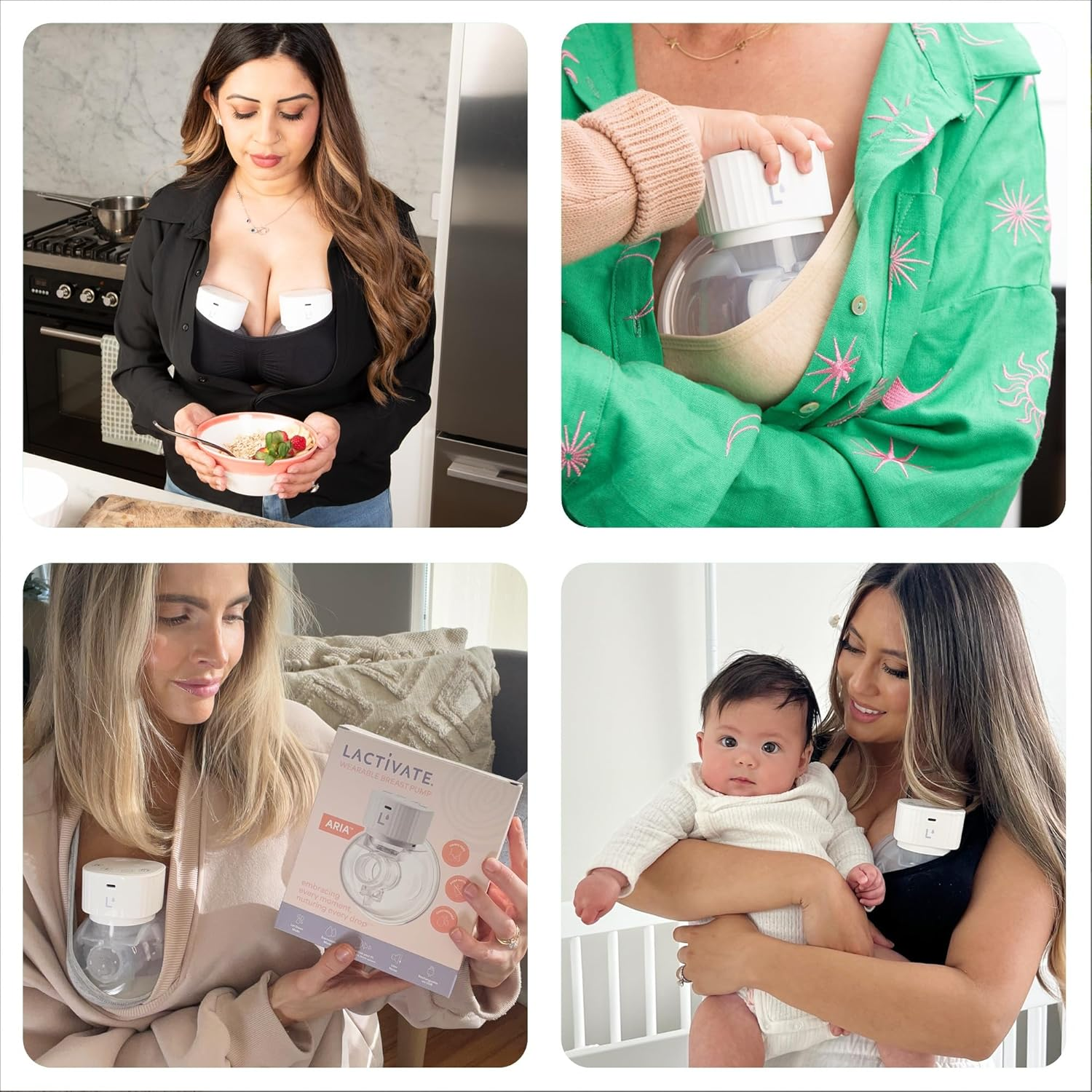 Lactivate ARIA Wearable Breast Pump - Quiet, Portable, USB-C Rechargeable, Hands-Free Electric Pump with Hospital-Grade Suction, 3 Modes & 9 Suction Levels for Efficient Breastfeeding image number 1