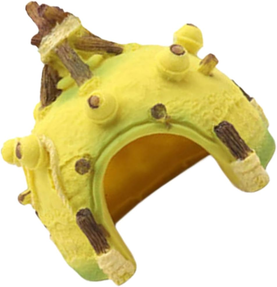 Yellow Aquariums Shelter Fish Tanks Hideouts Resins Decoration for Bettas Fishes Natural Resting Cave Natural Fish Habitats Simulation image number 1