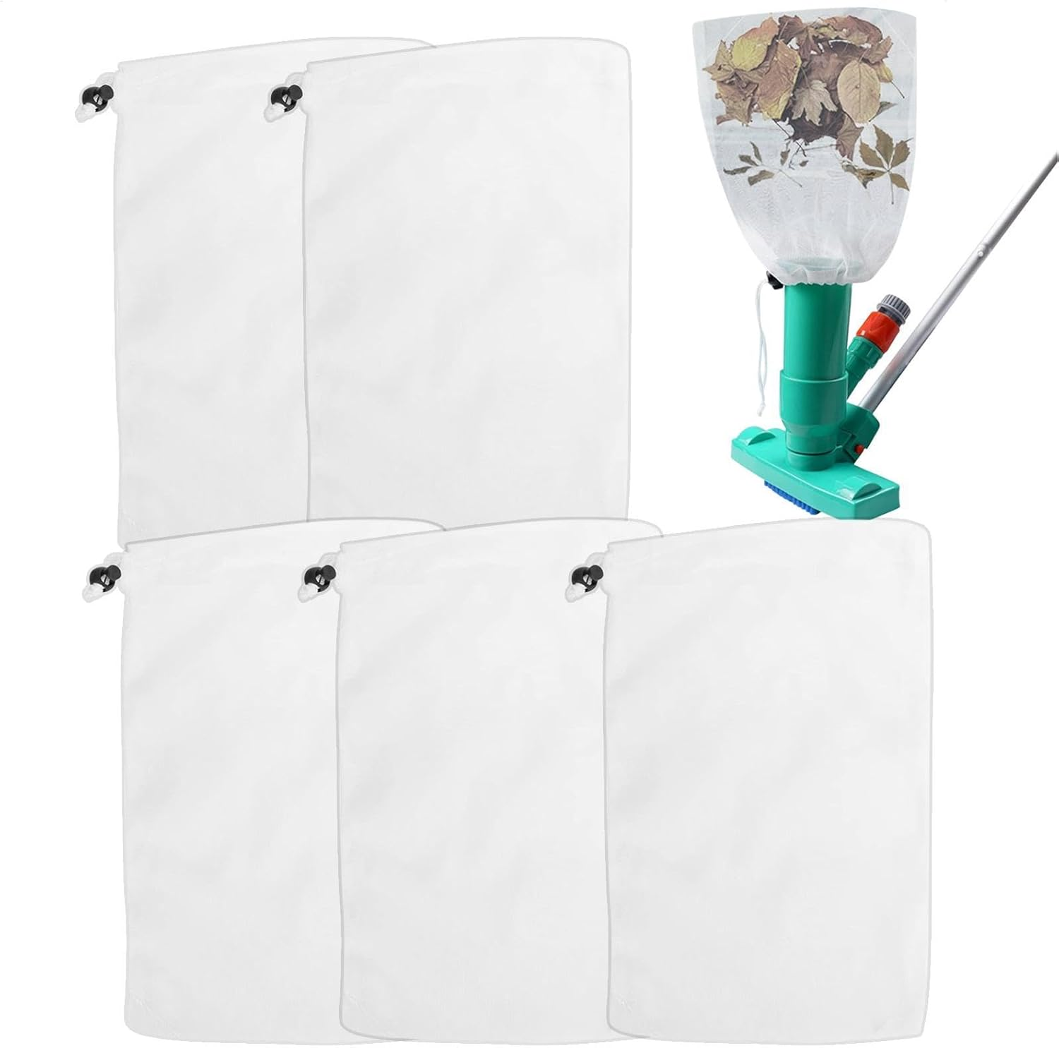 Nlrlo Pool Leaf Vacuum Net Bag, Pool Vacuum Mesh Bag | Leaf Terminator Supplies 5 Pieces - Vacuum Pool Cleaner Bag Garper 11.8 X 9 Inch Debris for Efficient Cleaning of Leaves image number 2
