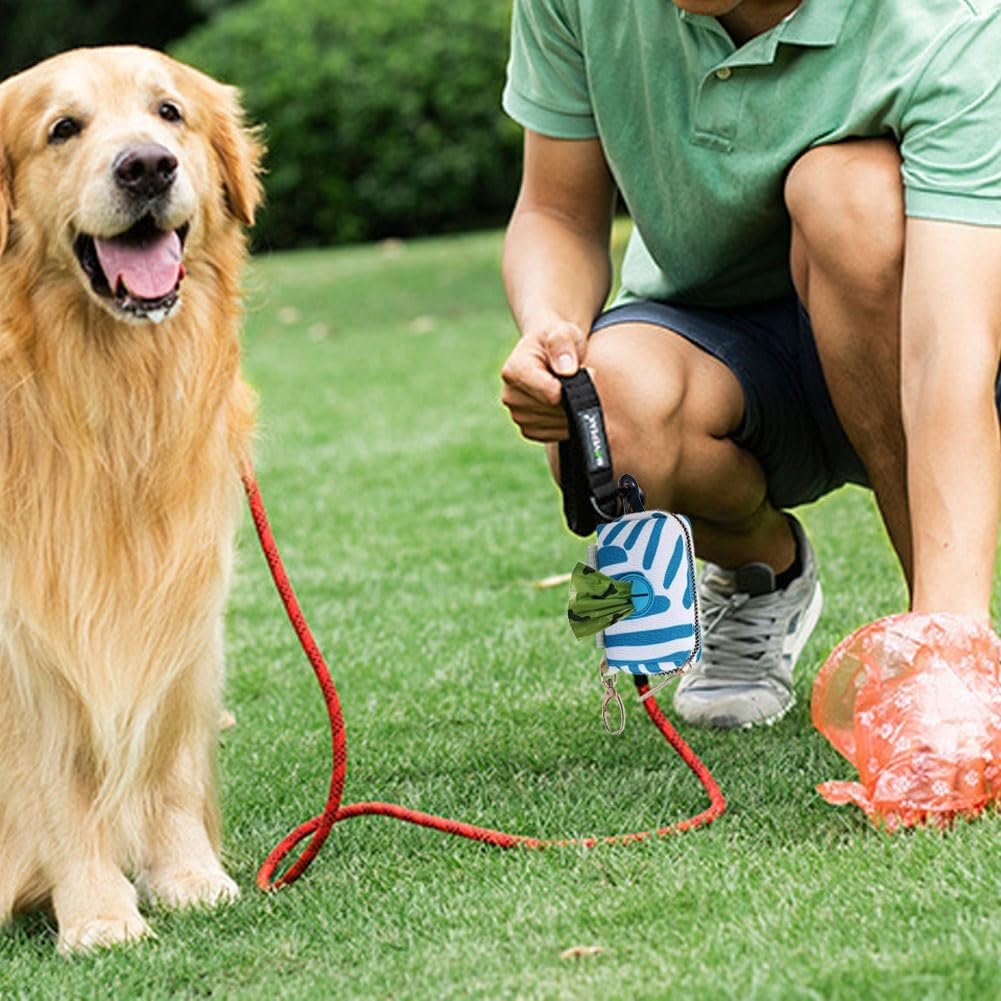 Pack of 2 Waste Bag Dispenser for Dogs, Dispenser for Dog Waste Bags Dispenser, Pet Dog Waste Bag Dispenser with Lead Attachment and Carabiner, Suitable for All Dog Leads (Blue + Grey, Striped) image number 4