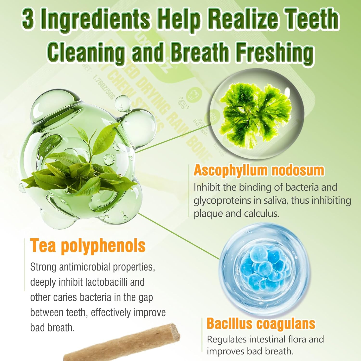 Puxulyiz Freezed Dried Cat Chew Sticks, Cat Dental Treats for Freshens Breath and Controls Tartar, Feline Teething Sticks image number 4