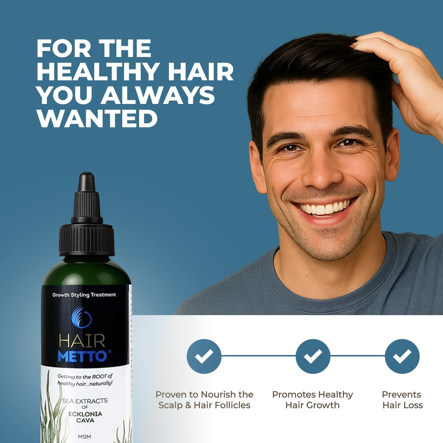 Topical Ecklonia Cava Hair Serum for Hair Growth, Flexible-Hold Hair Liquid Gel for Women & Men, Hair Volumizer for Fine Hair & Other Types, Styling Hair Loss Products W/Msm & Biotin, 4Oz image number 4