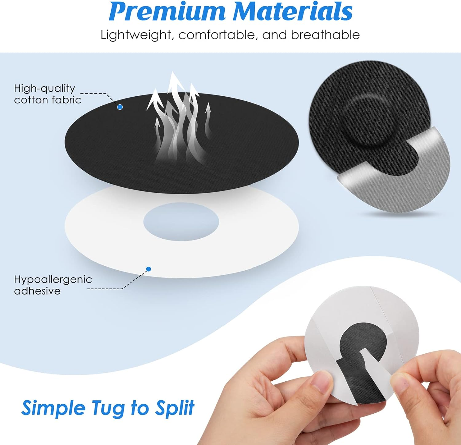 YOUSHARES Continuous Glucose Monitor Patch for Freestyle Libre 2, 20 Packs Libre 2 CGM Sensor Patches Waterproof Adhesive Patches Diabetic Sensor Covers Easy to Use Pre-Cut Adhesive Tape(Black) image number 4