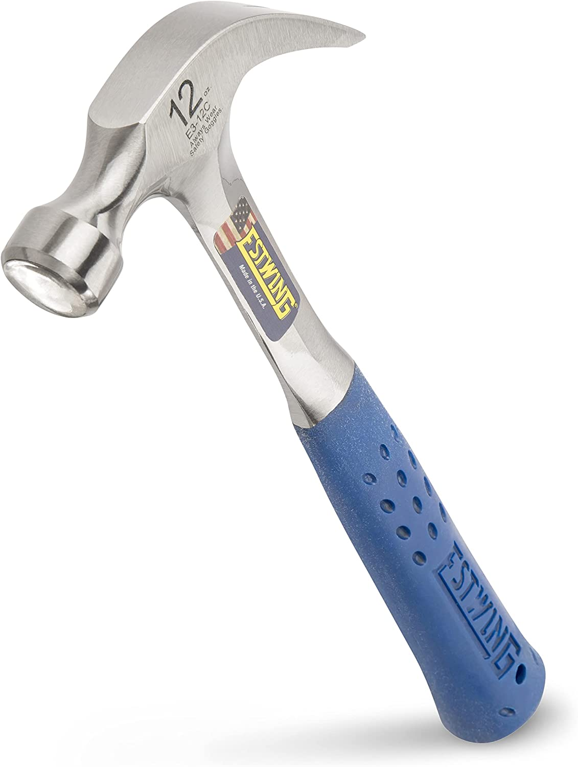 Estwing 12Oz Curved Claw Hammer with Blue Vinyl Grip image number 1