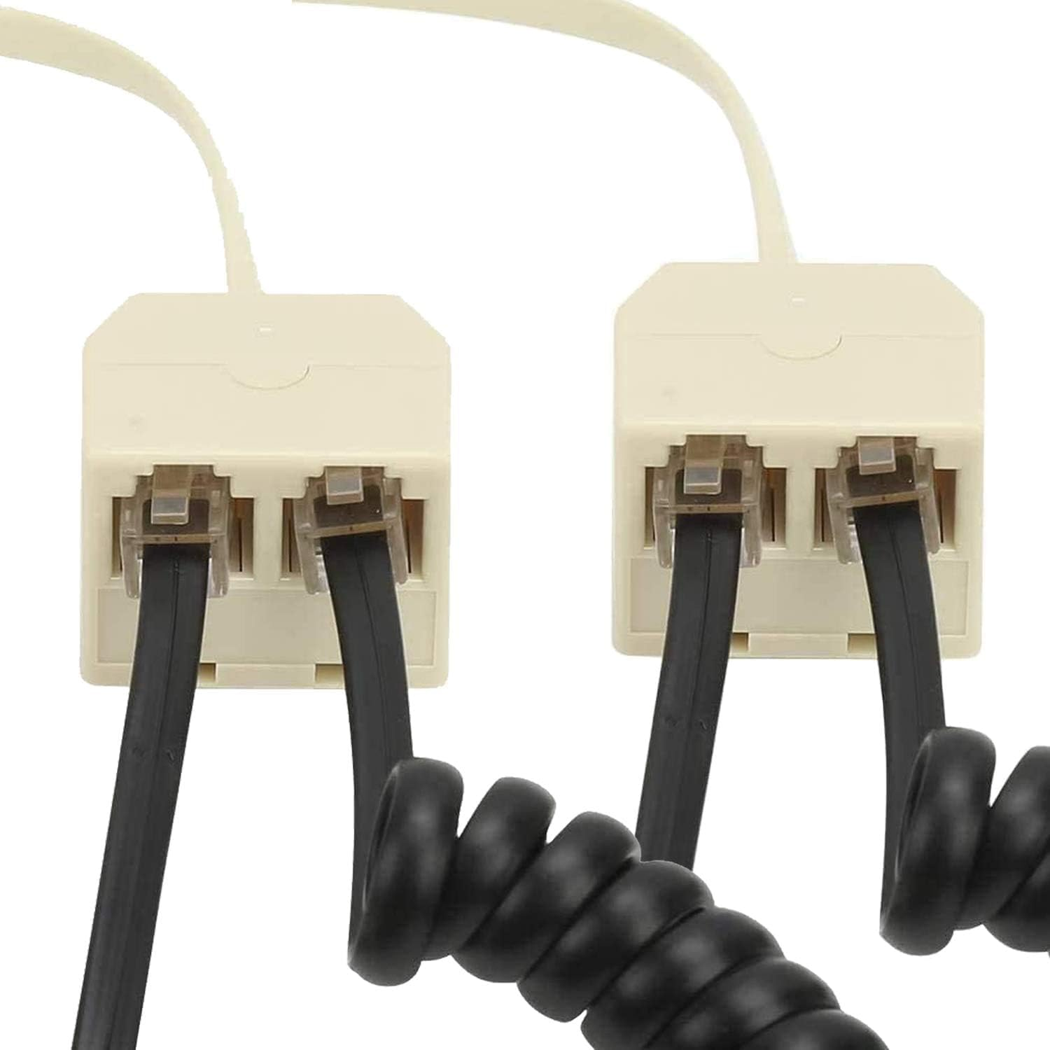 KEWAYO 2PCS Telephone Splitter, RJ11 Male to Female Two Way Telephone Splitter Converter Cable Splitter Adapter