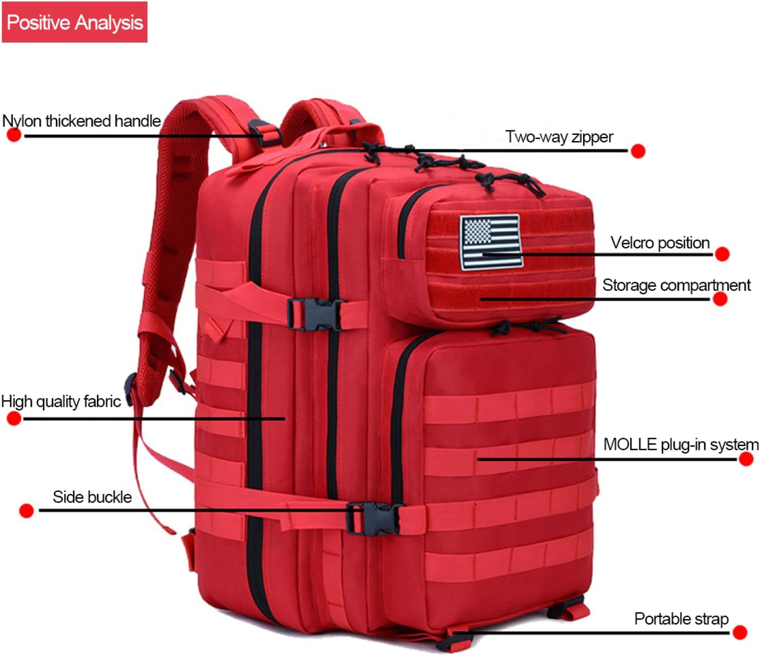 Camping Hiking Backpacks 45L,Tactical Backpack Large 3 Days Tactical Backpack Heavy Duty Backpack Molle Army Assault Pack for Hunting Trekking Camping Other Outdoor Activities,Purple - Acu image number 2