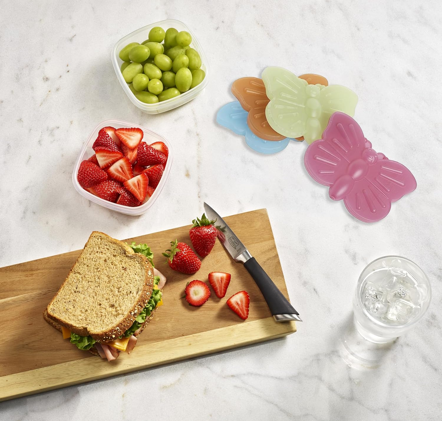 Cool Coolers Kids Lunch Box Ice Packs, Slim Ice Packs for Lunch Bags, Lunch Ice Packs Reusablemulticolored 4 Pack (Butterfly) image number 1