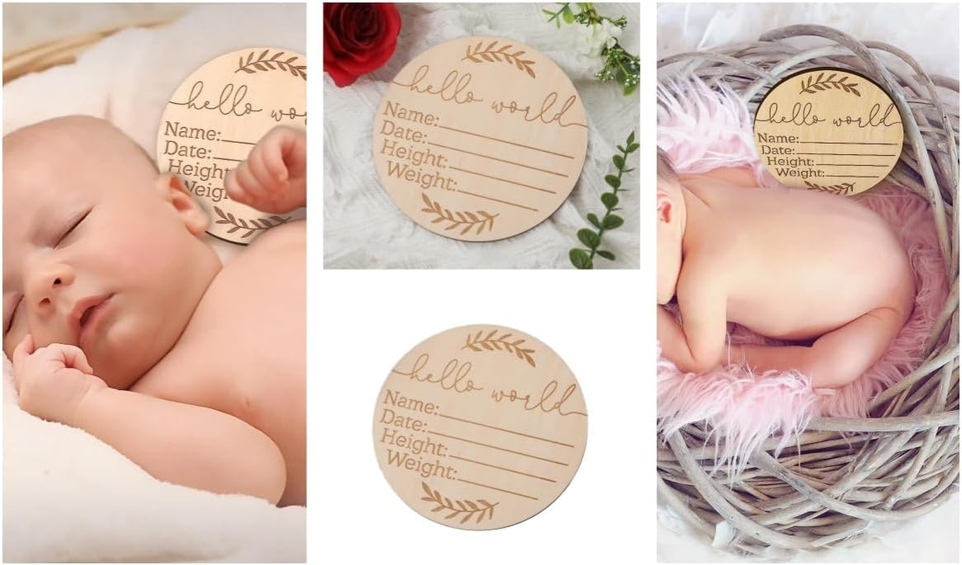 Handcrafted Basswood,Baby Birth Announcement Sign with Monthly Milestone Cards and Baby Name Sign, Wooden Photo Props and Growth Milestone. (A) image number 2
