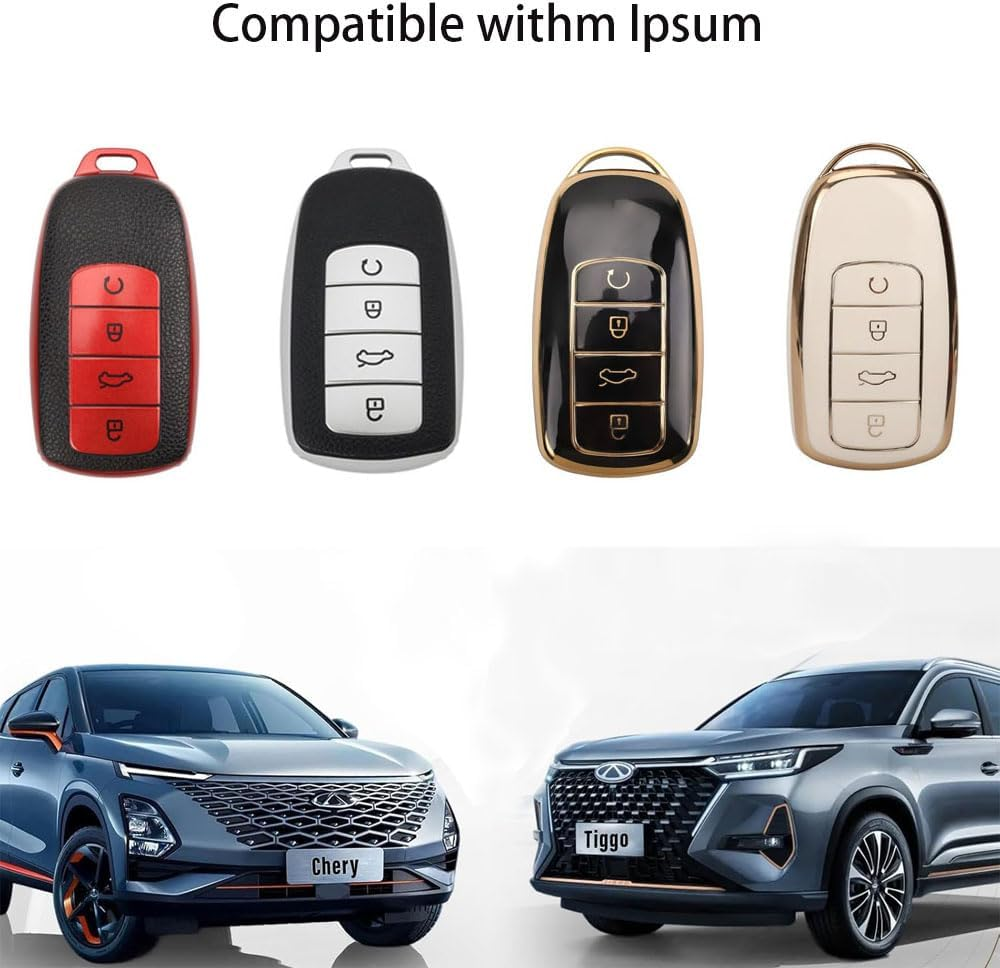 2 Pack Durable Car Smart Key Fob Case Cover and Premium TPU Protective Case Compatible with Chery Omoda 5 Tiggo 8 Pro Universal Car Accessories (Sliver) Key Protection Shell for Chery Automobile