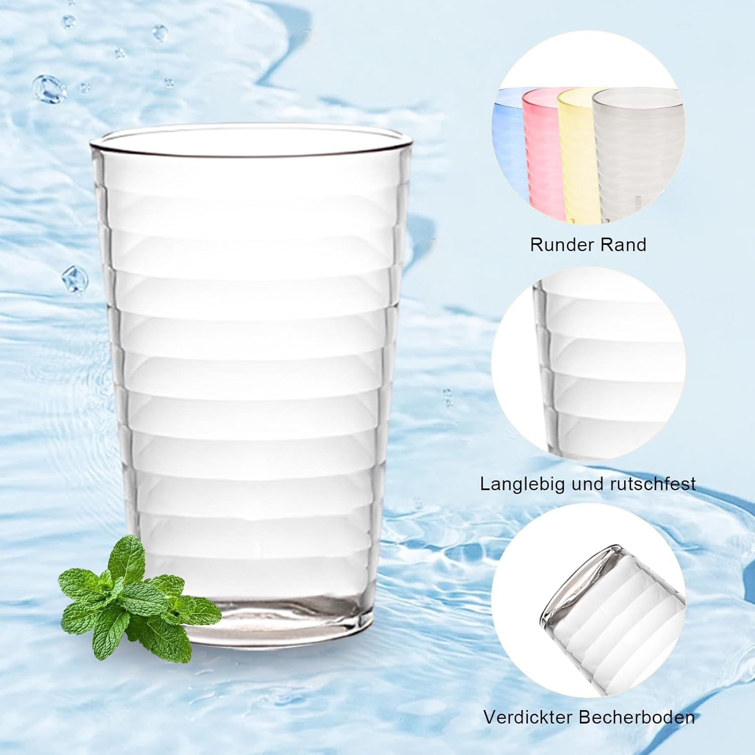 Henrrida Stackable Camping Cup Drinking Cup Set of 5, 450 Ml Plastic Cups Reusable for Camping Garden, Party, Outdoor, Home Party Drop-Proof, Dishwasher Safe 15 Oz (Colour) image number 5