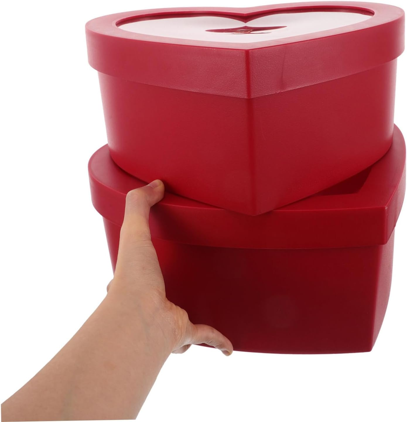 Outanaya 2Pcs Heart Shaped DIY Present Box with Lid Red Floral Arrangements Box with Transparent Window for Valentine Day Jewelry Storage and Creative Decor image number 6