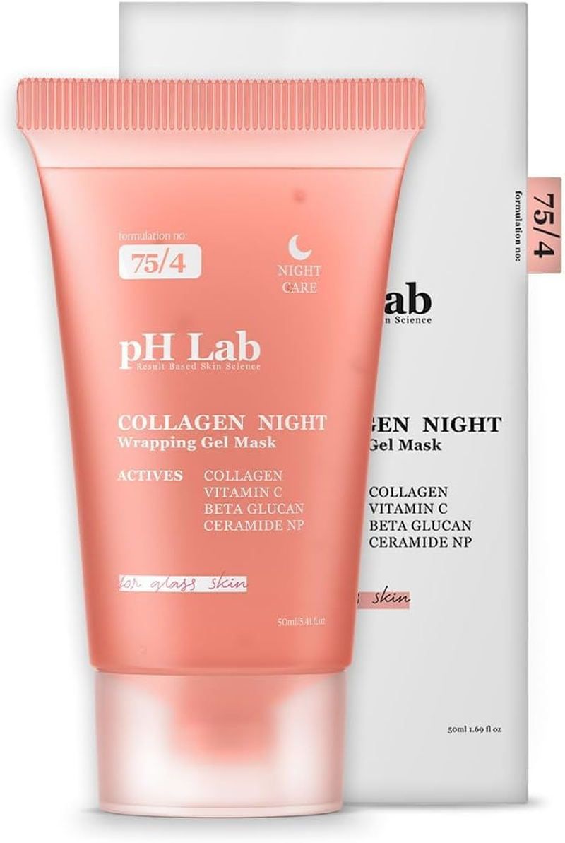 Ph Lab Collagen Night Wrapping Mask, Increases Skin Elasticity, Glass Skin Face Mask for Firming, Hydration and Glowing, 5.41 Fl Oz