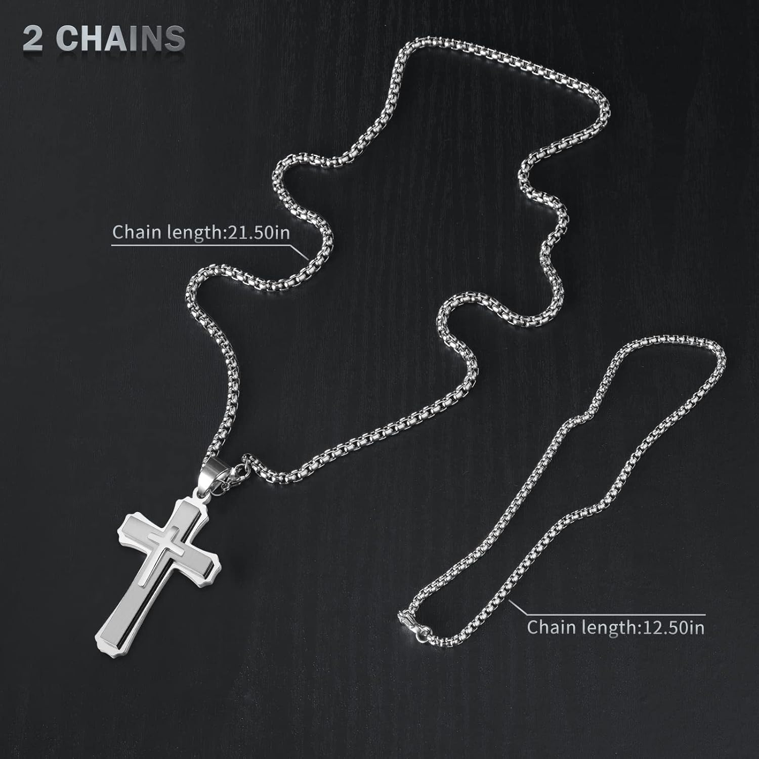 Pendant Cross for Car Rearview Mirror Hanging Accessories Cross Charm Car Mirror Decor Hanging Ornament for Auto Interior Truck Christian Cross Necklace for Men Women Jesus Holy (Silver)