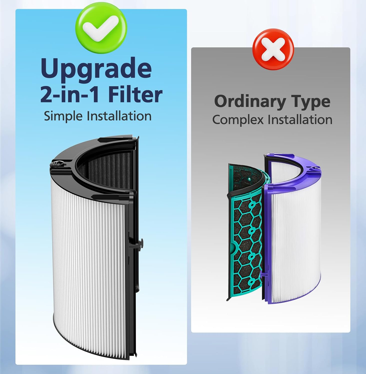 2-In-1 Filter Replacement Filter Compatible with Dyson HP04 TP04 DP04 PH04 HP09 TP09 HP07 TP07 HP06 TP06 Air Purifier, Upgrade 2-IN-1 HEPA + Carbon Filter (Upgraded), Black,1 Pack image number 4