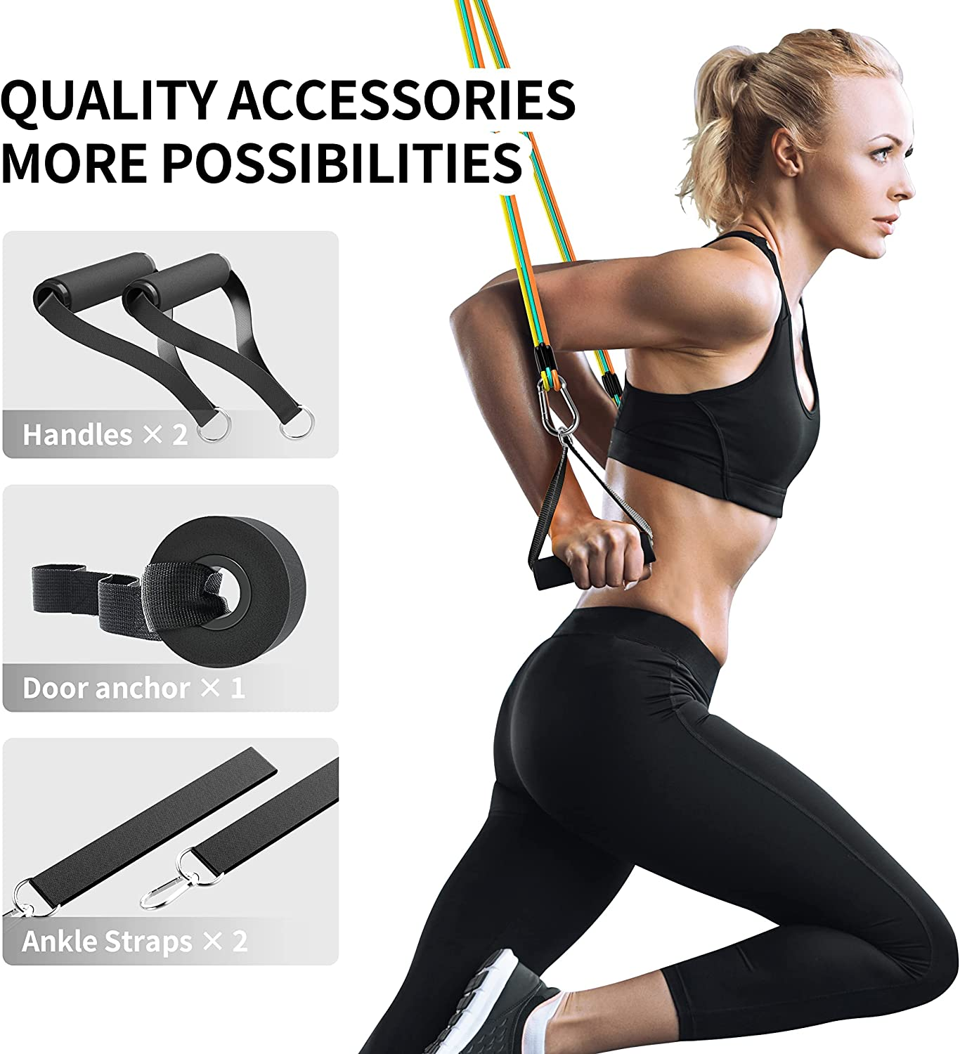PROIRON Resistance Bands Set 14 Pieces Anti-Snap Resistance Band Exercise with Handles, Door Anchor, Ankle Straps, Training Manual and Carrying Bag image number 1