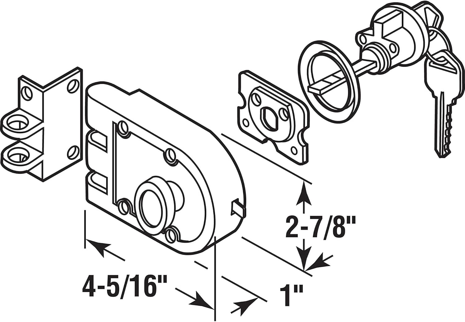 Prime-Line Products U 9971 Jimmy-Resistant Deadlock, Diecast, White, Angle Strike, Single Cylinder