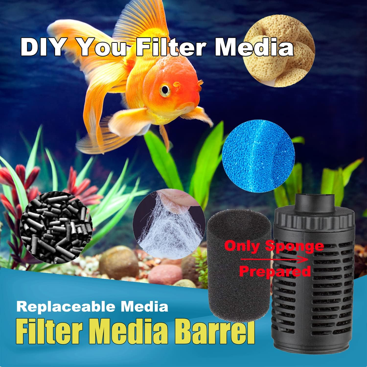 Fish Tank Filter, Silent Internal Aquarium Filter, Clean Water, Air Pump, Make Waves (4W-450L/H, Black) image number 6