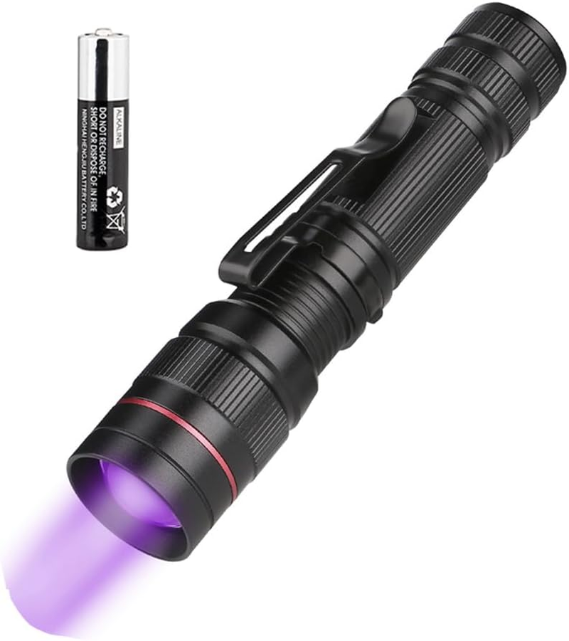 Vagocom LED Blacklight Ultraviolet Flashlight, 3 Modes Zoomable Black Light 395Nm UV Flash Light Detector for Dog Cat Pet Urine,Dry Stains,Work with Pet Odor Eliminator(1 Pack,Black,Battery Included)