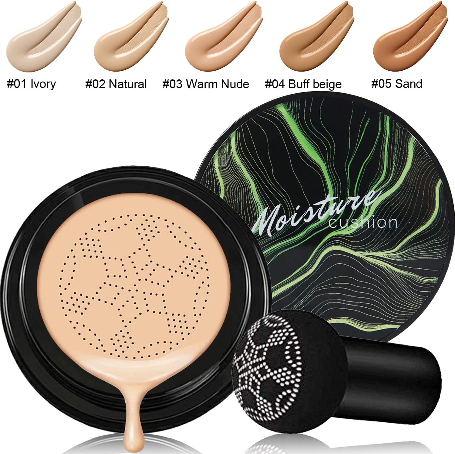 PHOERA Mushroom Head Air Cushion CC Cream Natural Foundation - Full Coverage, Buff Beige image number 2